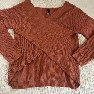 Cross-over off the shoulder Windsor Sweater